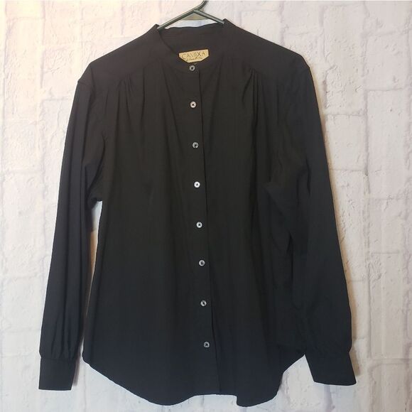 Camixa Tops - CAMIXA BY CELINA DI PISA Bamboo Blend Button Down Blouse Black Medium